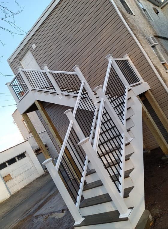 Finished exterior staircase and landing build in Bethlehem.