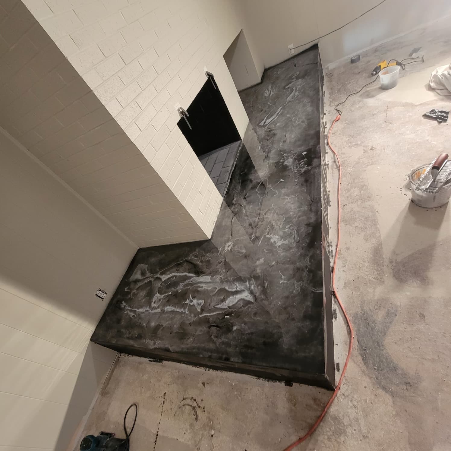 Repair area prepared during the restoration rebuild phase.