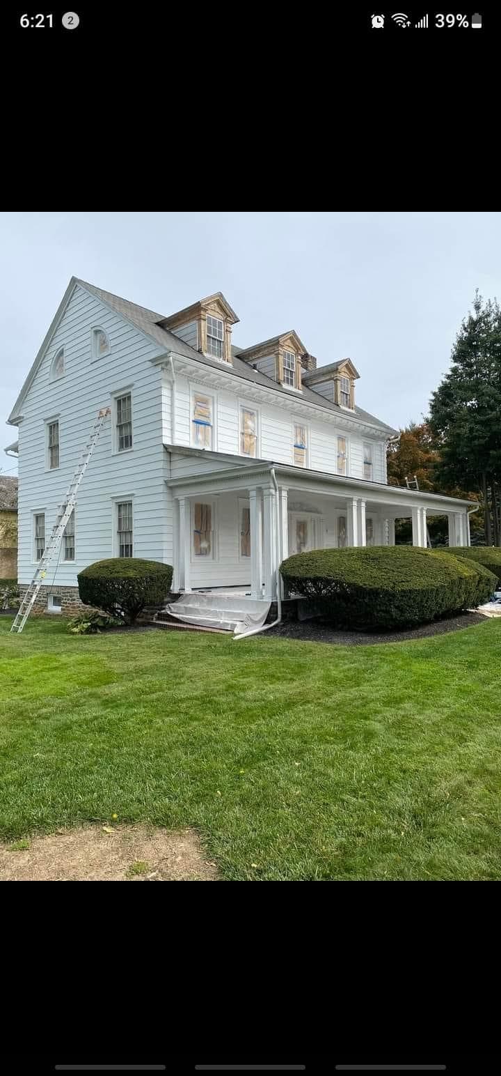 Exterior refresh in progress on the Lehigh Valley home.
